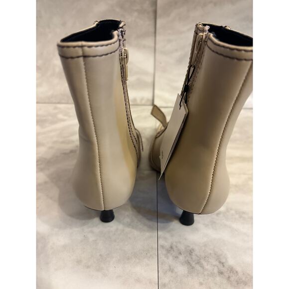 Mango Women's Bow and Decorative Stitching Leather Boots Kitten Heel Size 7.5 - Picture 4 of 7